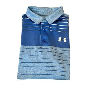 Under Armour Men's Playoff 2.0 Golf Polo Shirt Blue Striped Size Small
